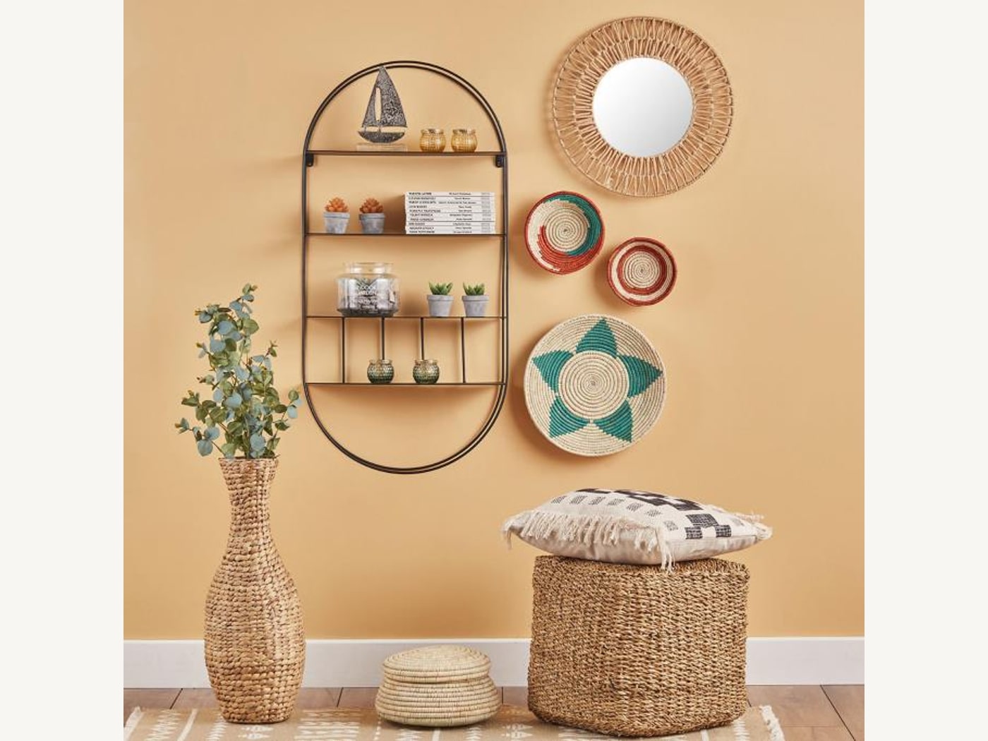 Maranta Metal Oval Duvar Rafı DE5-165